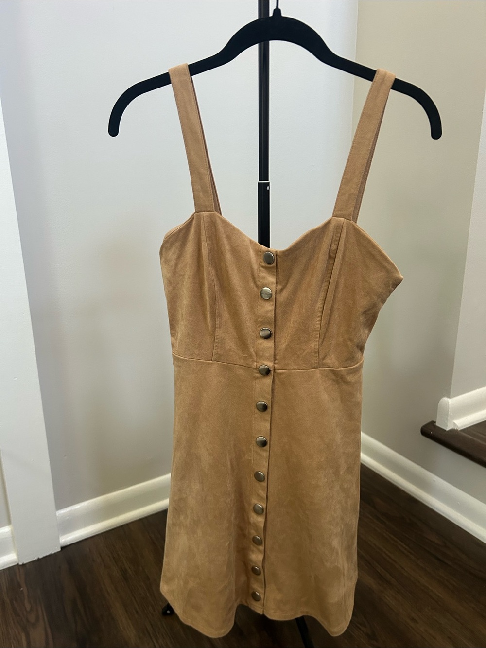 Forever 21 Tan Suede Button-Front Mini Dress